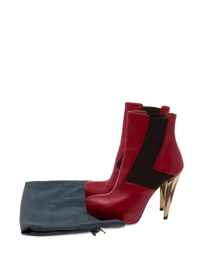 Pre-owned Fendi 150mm Platform Ankle Boots In Red