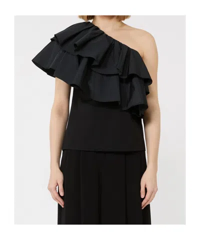 Max Mara One Shoulder Top In Black