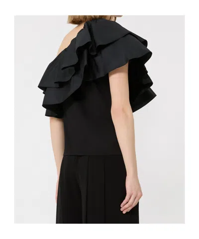 Max Mara One Shoulder Top In Black