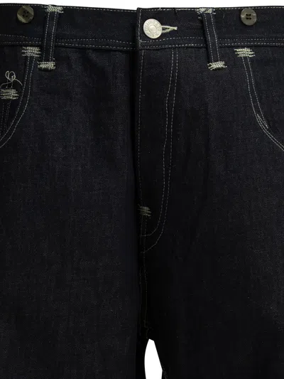Junya Watanabe Navy Blue Solid Jeans In Black