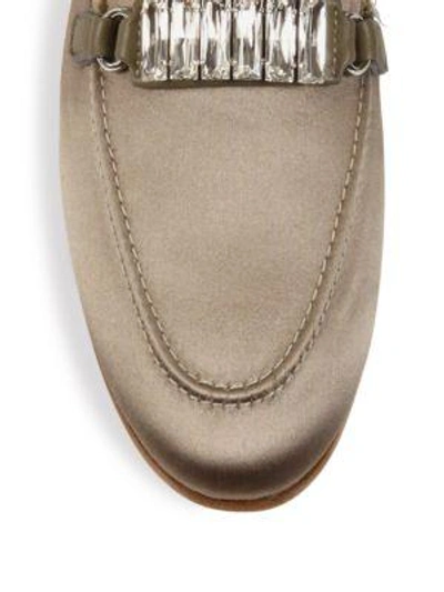 Shop Giuseppe Zanotti Fringed Silk Loafers In Muffa