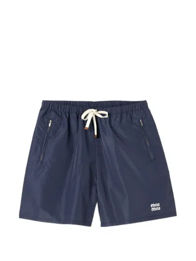Miu Miu Technical Fabric Bermudas In Blue