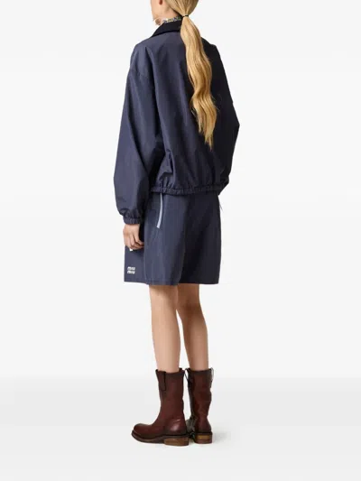 Miu Miu Technical Fabric Bermudas In Blue