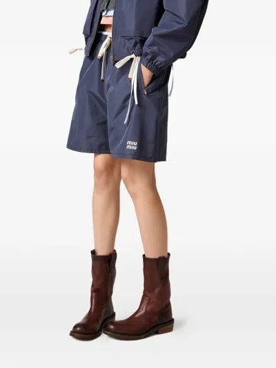 Miu Miu Technical Fabric Bermudas In Blue