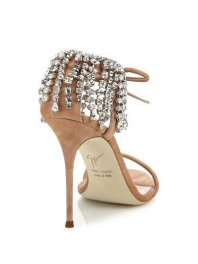 Shop Giuseppe Zanotti Crystal-embellished Suede Sandals In Candy