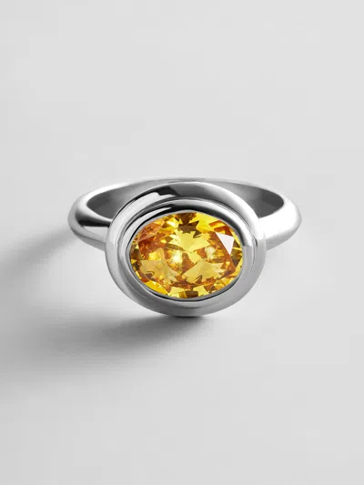Baublebar Silver Etched Bezel Custom Birthstone Ring In Silver