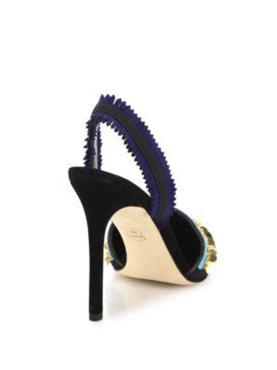 Shop Tory Burch Isle Embellished Slingback Pumps In Black-multi