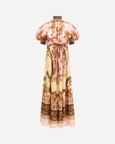 Zimmermann Womens Mauve Jacobean Aster Billow Silk Maxi Dress Xl In Brown
