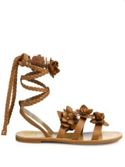 Shop Tory Burch Blossom Gladiator Leather Sandals In Black