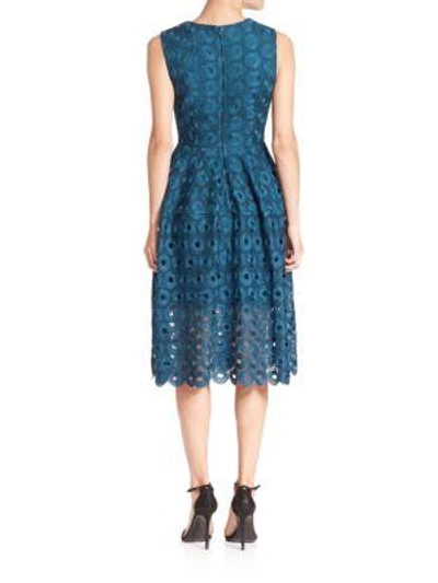 Shop Nicholas Lace Fit-&-flare Dress In Peacock