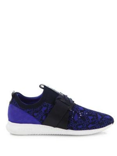 Shop Cole Haan Studiogrand Knit Sneakers In Blue-black