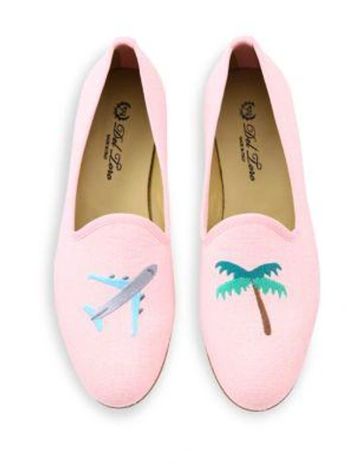 Shop Del Toro Travel Linen Smoking Loafers In Light Pink