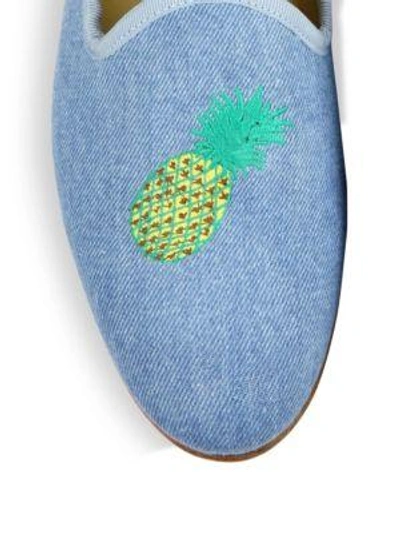 Shop Del Toro Pineapple Denim Loafers In Light Blue