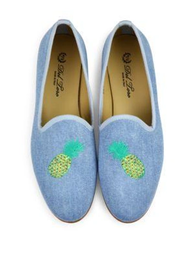Shop Del Toro Pineapple Denim Loafers In Light Blue