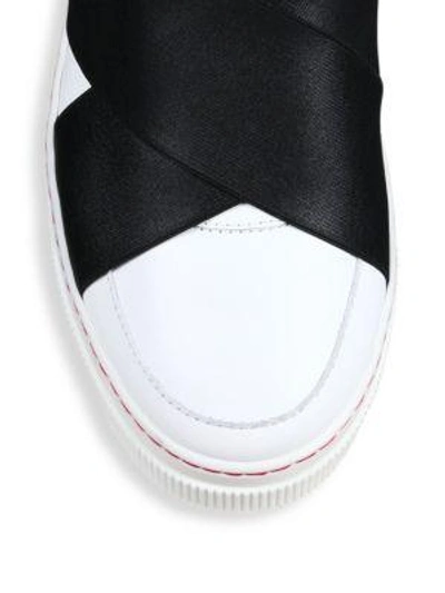 Shop Proenza Schouler Leather Crisscross Skate Sneakers In White-black