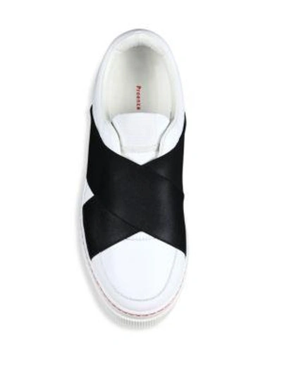 Shop Proenza Schouler Leather Crisscross Skate Sneakers In White-black