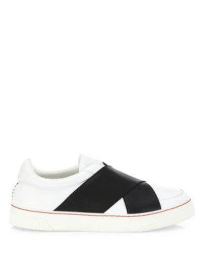 Shop Proenza Schouler Leather Crisscross Skate Sneakers In White-black