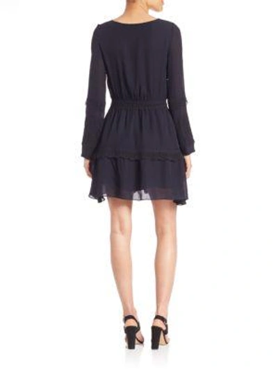 Shop Tanya Taylor Darby Lace Silk Dress In Midnight