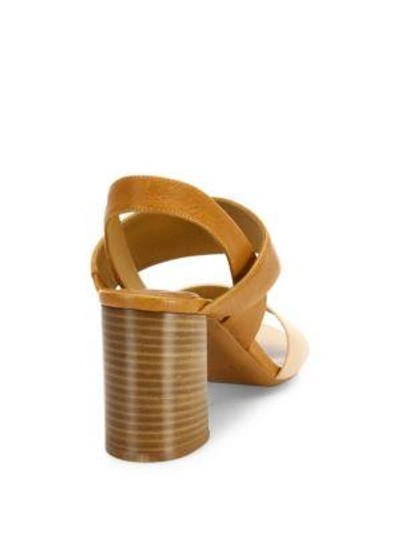 Shop Chloé Mia Two-tone Leather Block-heel Slingbacks In Tan-pink