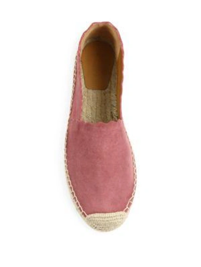 Shop Chloé Lauren Scalloped Suede Espadrilles In Elephant Grey