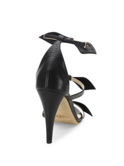 Shop Chloé Mike Leather Knotted Bow Sandals In Black