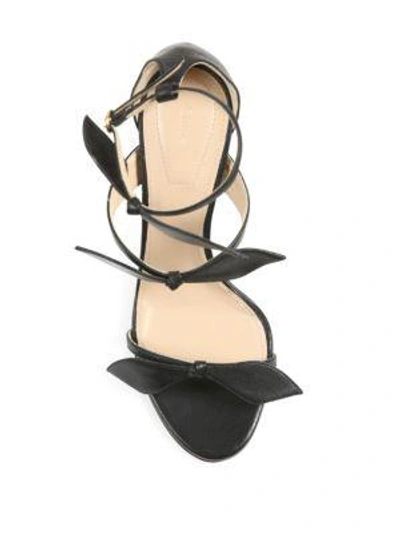 Shop Chloé Mike Leather Knotted Bow Sandals In Black