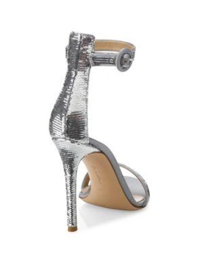 Shop Gianvito Rossi Sequin Ankle-strap Sandals In Argent