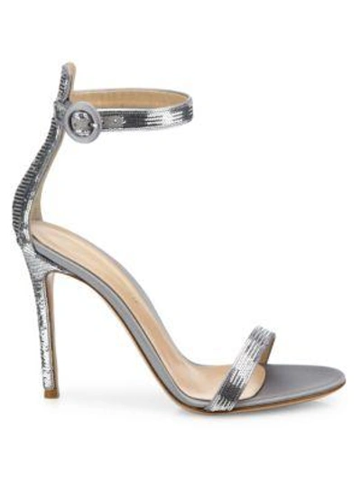Shop Gianvito Rossi Sequin Ankle-strap Sandals In Argent