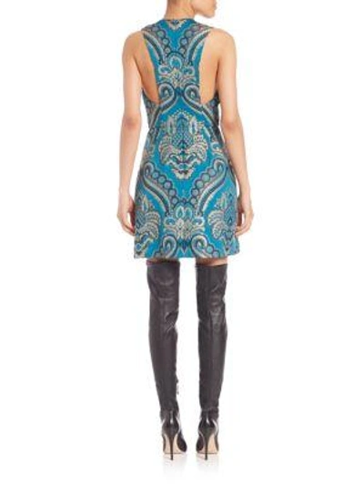 Shop Alice And Olivia Natalee A-line Dress In Turquoise-multi