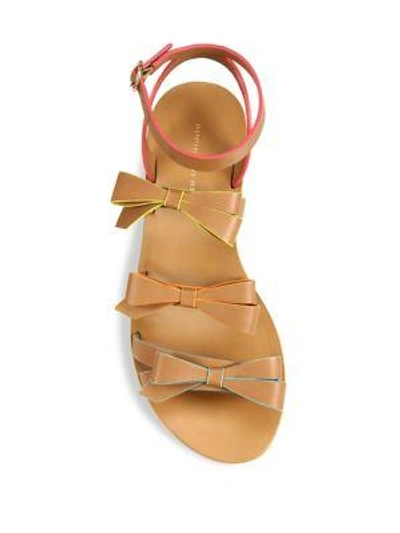 Shop Sophia Webster Samara Faux-leather Bow Flat Sandals In Tan