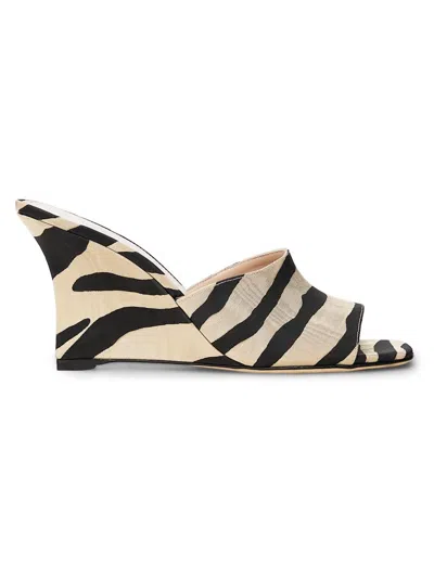 Stuart Weitzman 85mm Vinnie Zebra-printed Wedge Mules In Neutral