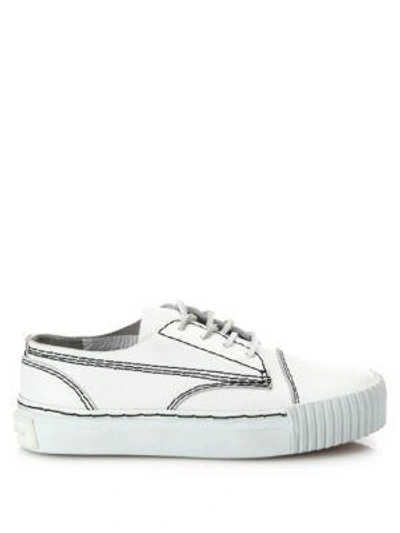 Shop Alexander Wang Perry Leather Low-top Sneakers In Optic White