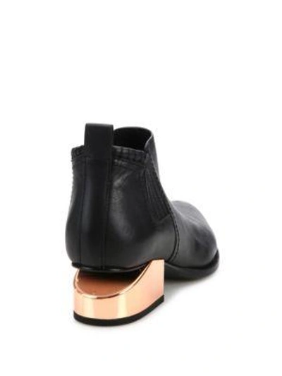 Shop Alexander Wang Kori Metal Tilt-heel Leather Booties In Black