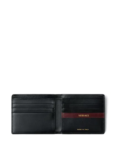 Versace Roomy Leather Wallet In Black