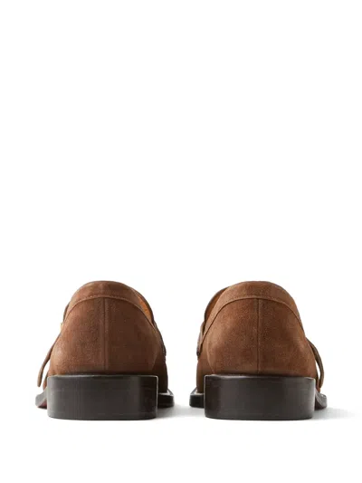 Versace Loafers With Gold Buckle In Brown