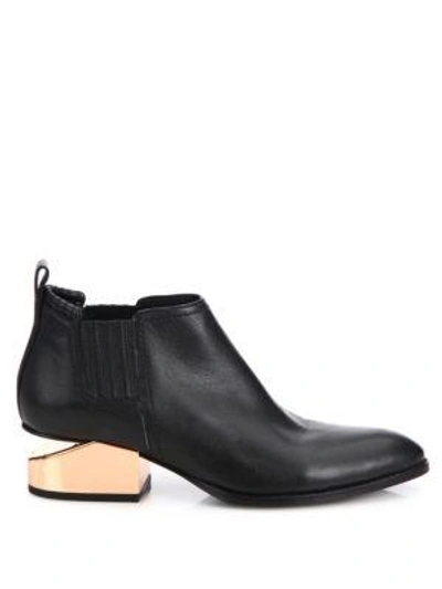 Shop Alexander Wang Kori Metal Tilt-heel Leather Booties In Black