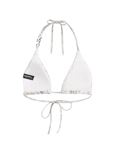Karl Lagerfeld Snake-print Triangle Bikini Top In Multi