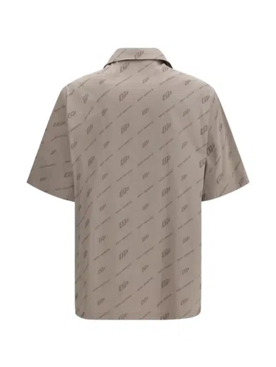 Off-white Monogram-print Short-sleeved Shirt In Brown