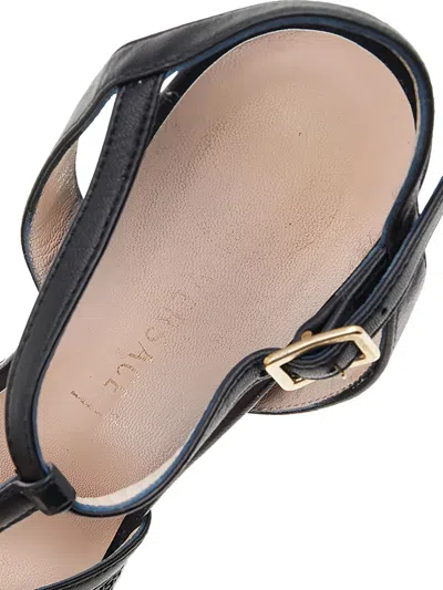 Pre-owned Versace T-strap Platform Sandals In Black