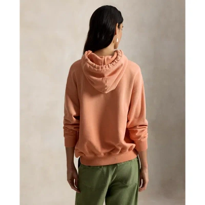 Polo Ralph Lauren Logo Lightweight Fleece Hoodie In Pastel Coral In Pink