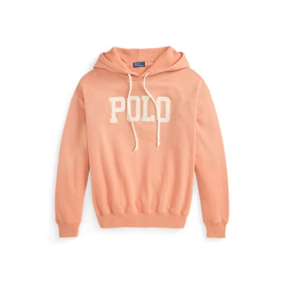 Polo Ralph Lauren Logo Lightweight Fleece Hoodie In Pastel Coral In Pink