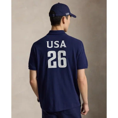Polo Ralph Lauren Classic Fit Usa Polo Shirt In Newport Navy In Blue