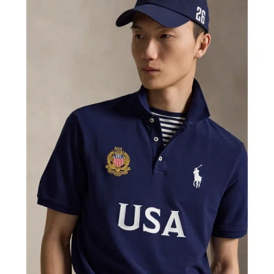 Polo Ralph Lauren Classic Fit Usa Polo Shirt In Newport Navy In Blue
