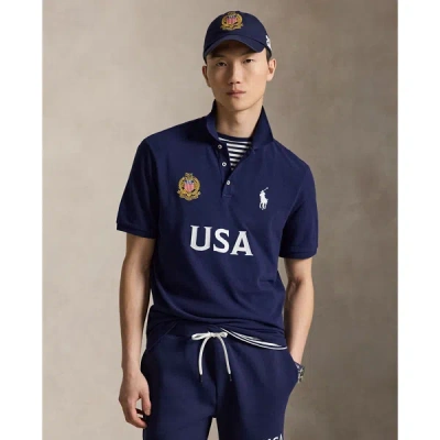 Polo Ralph Lauren Classic Fit Usa Polo Shirt In Newport Navy In Blue