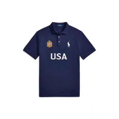 Polo Ralph Lauren Classic Fit Usa Polo Shirt In Newport Navy In Blue