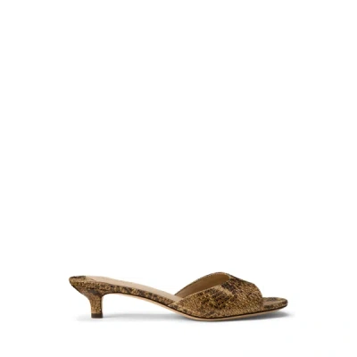 Ralph Lauren Francesca Python-embossed Mule Sandal In Tan Multi In Brown
