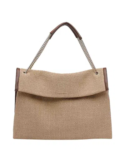 Orciani Large Venus Soft Leather-trim Shoulder Bag In White
