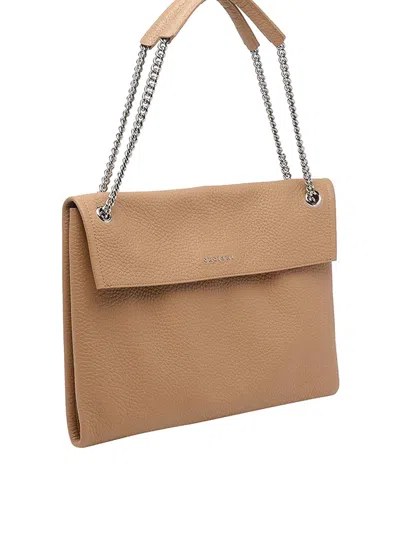 Orciani Structured Midi Handbag With Stylish Chain Strap In Orange