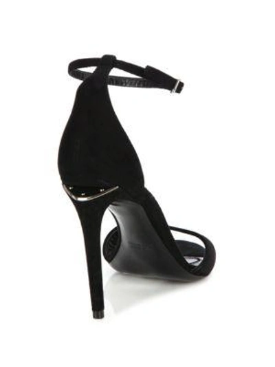 Shop Alexander Wang Tilda Tilt-heel Suede Ankle-strap Sandals In Black