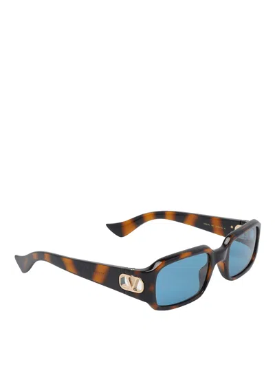 Valentino Eyewear Rectangular Frame Sunglasses In Brown